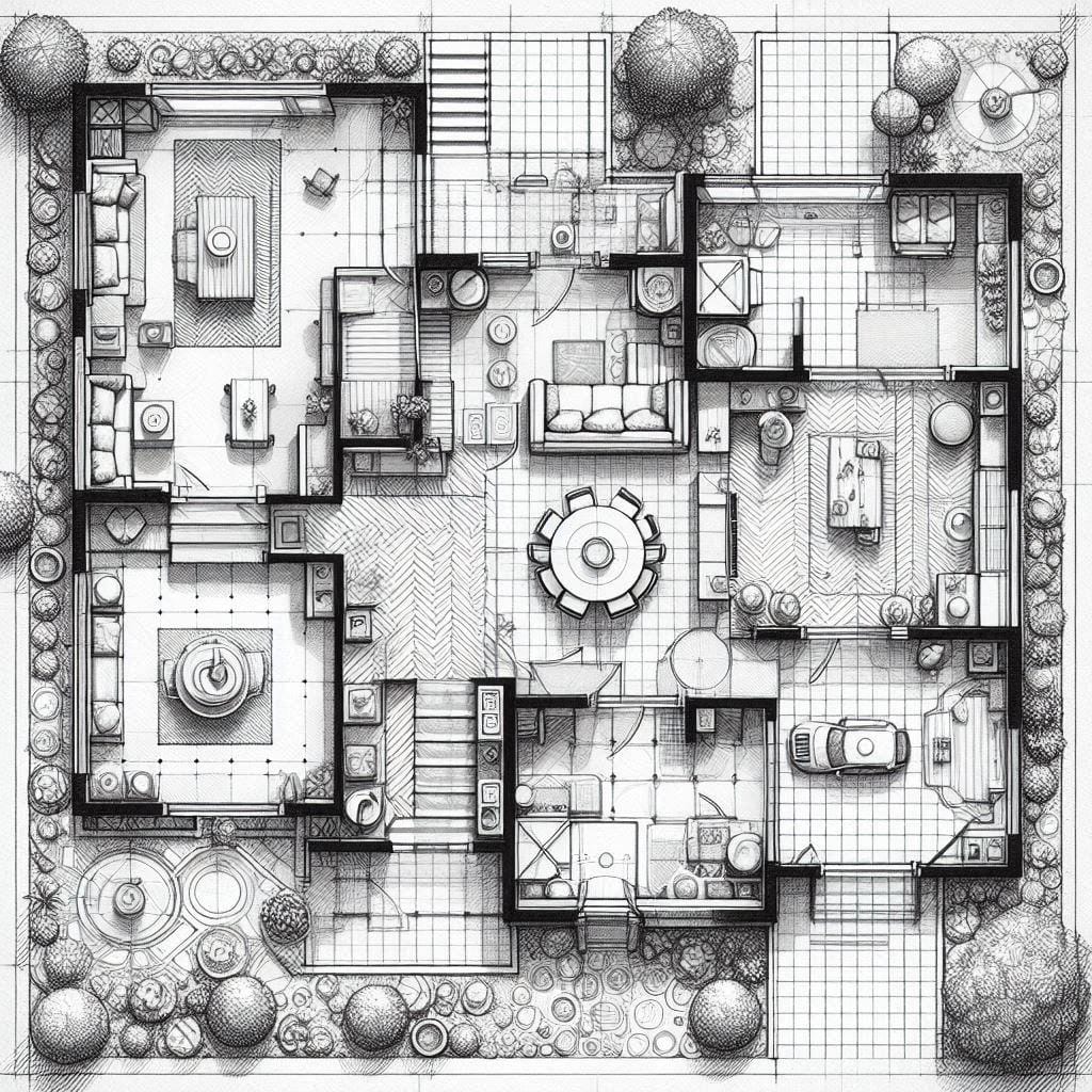 Concept Drawings 2D Floor Plan Sketch