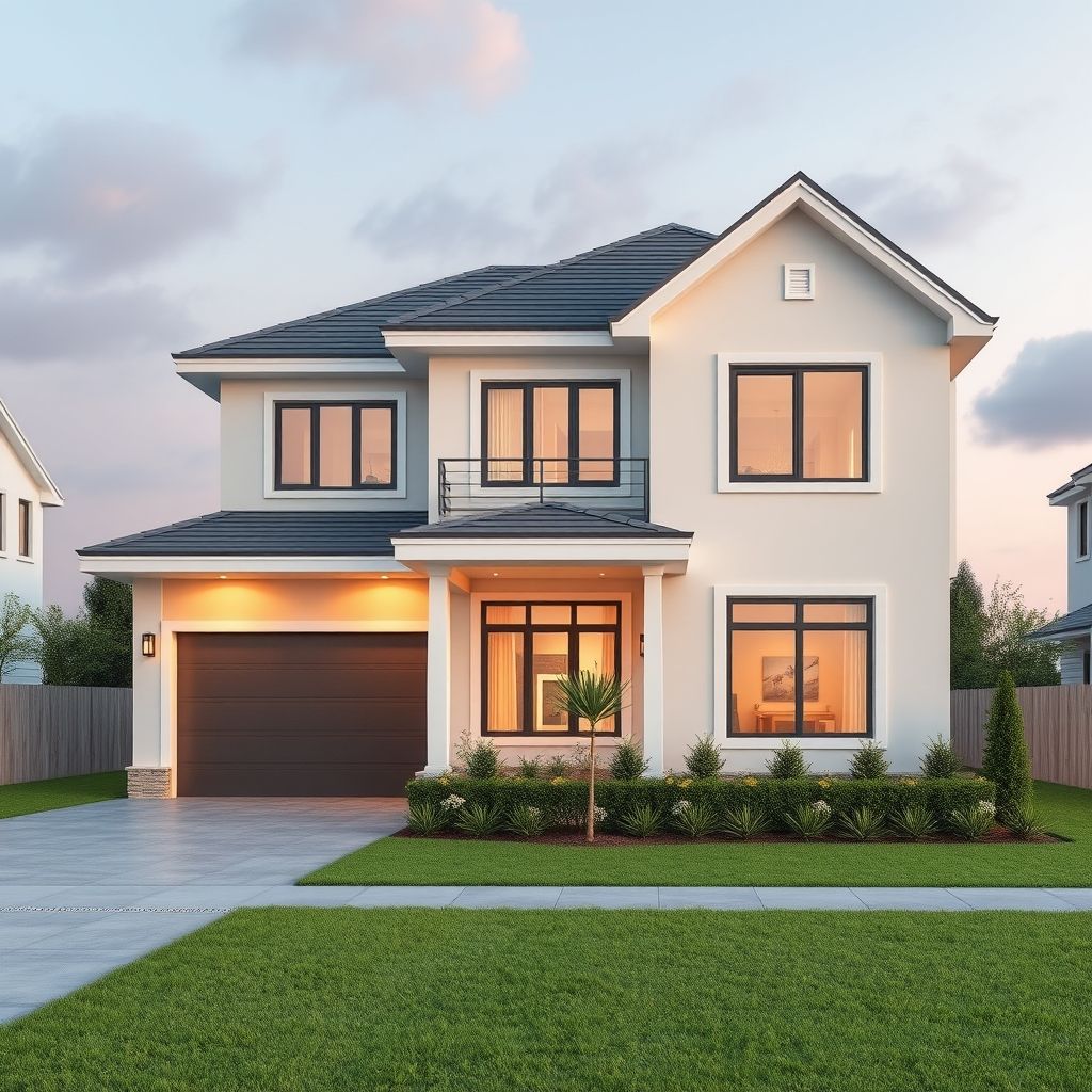 Modern conference facility, clean design, architectural visualization.