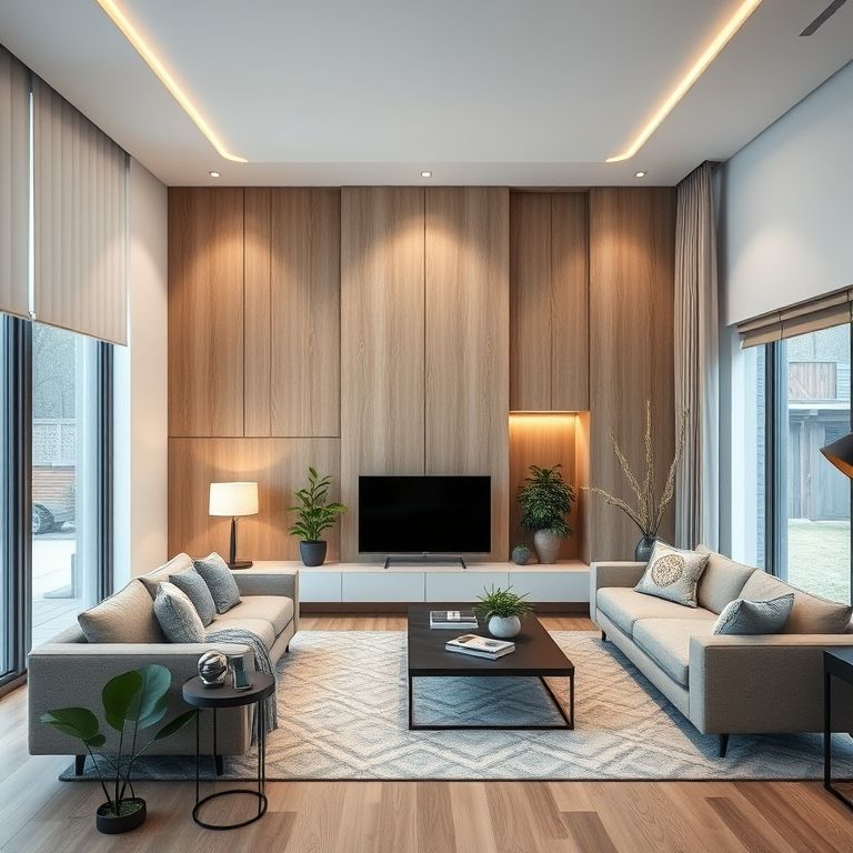 Modern smart home, sleek brochures showcasing technology integration.