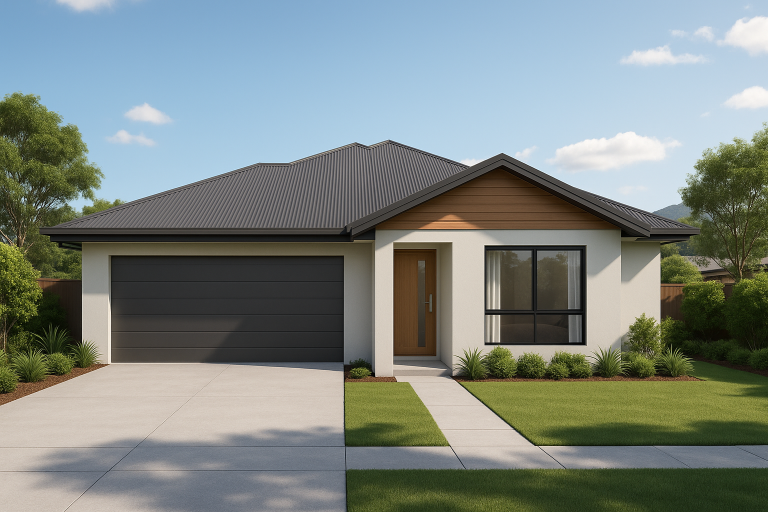 3D elevation artist impression on screen helping Cairns builders win residential tenders, produced by Builders Brochures A…