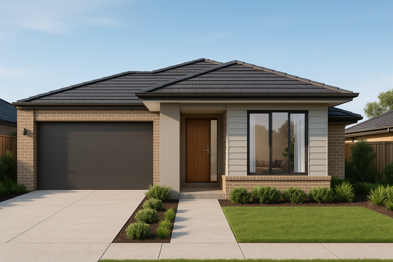 Coloured floor plan and artist impression for Melbourne display home approval produced by Builders Brochures Artists Impre…